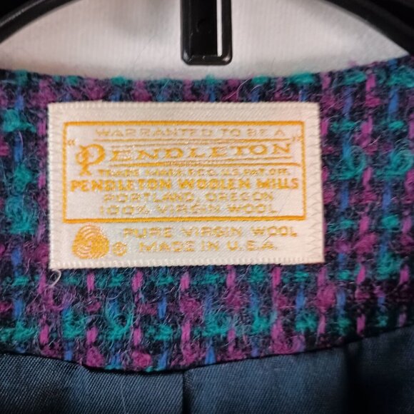 Pendleton Wool Collarless Blazer Jewel Button 100% Virgin Wool Size 12 USA - Picture 2 of 6
